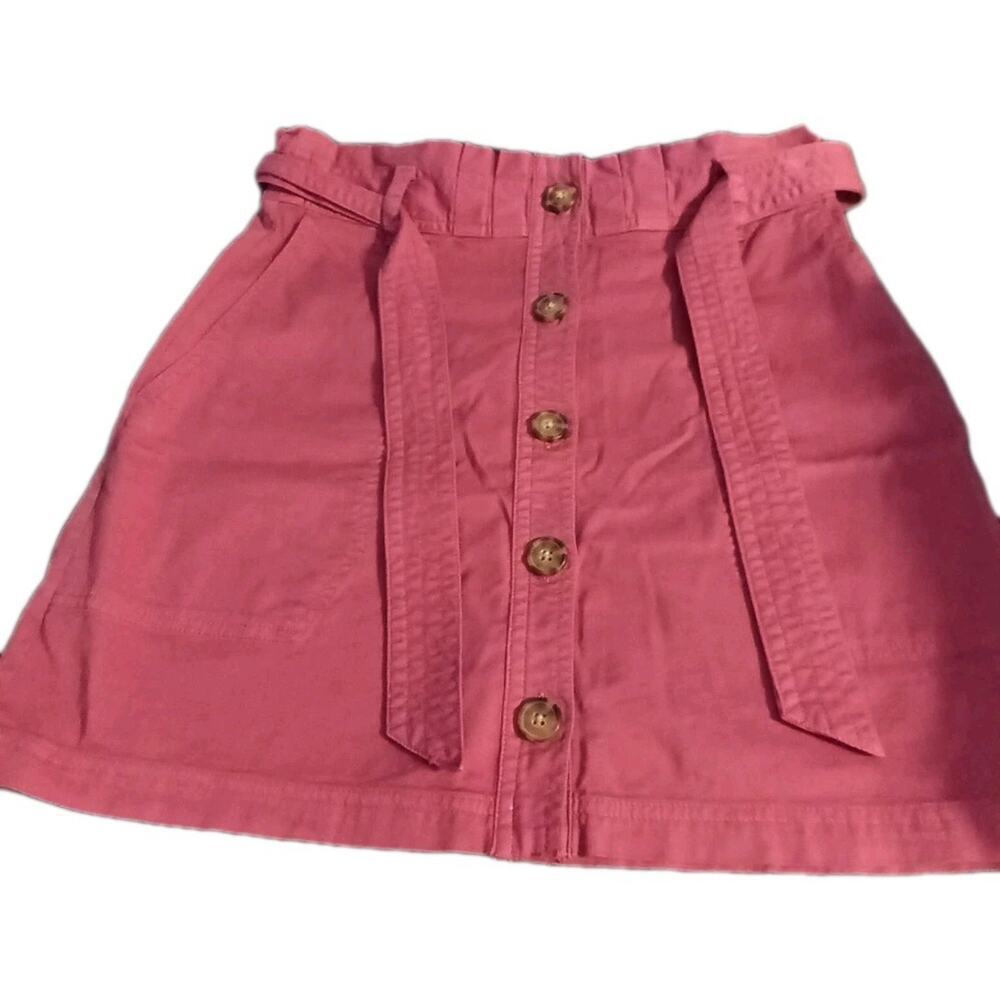 Abercrombie & Fitch Women's Paper Bag Belted Waist Skirt Sz. Small Y2K Button...
